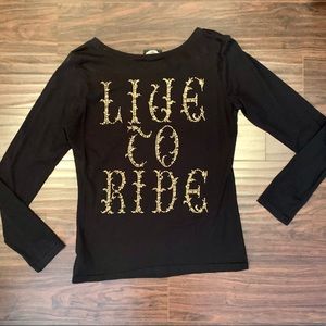 Harley Davidson “Live to Ride” Studded Rose Long Sleeve Large - Worn Once